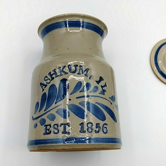 Ashkum, IL. Pottery Salt Crock - Picture 2 of 8